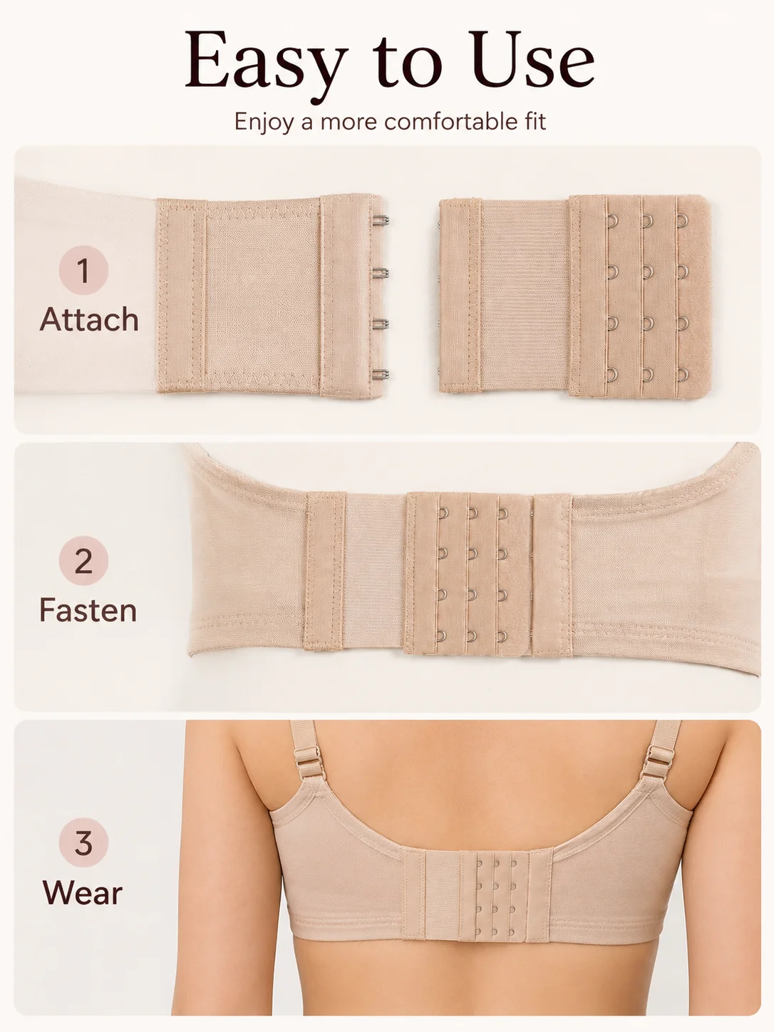 5PCS Colorful Bra Extenders, 3 Rows 4 Hooks Elastic Bra Extension Buckles, Stainless Steel Bra Back Extenders,