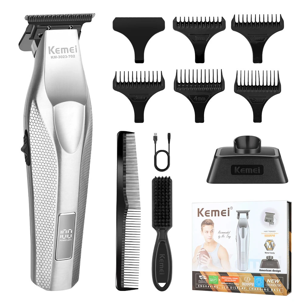 

Kemei KM-3023-702 Metal Body Sculpting Clipper,Professional Cordless Hair Clipper for Barbers, Hair Trimmer, Master Haircut Tool