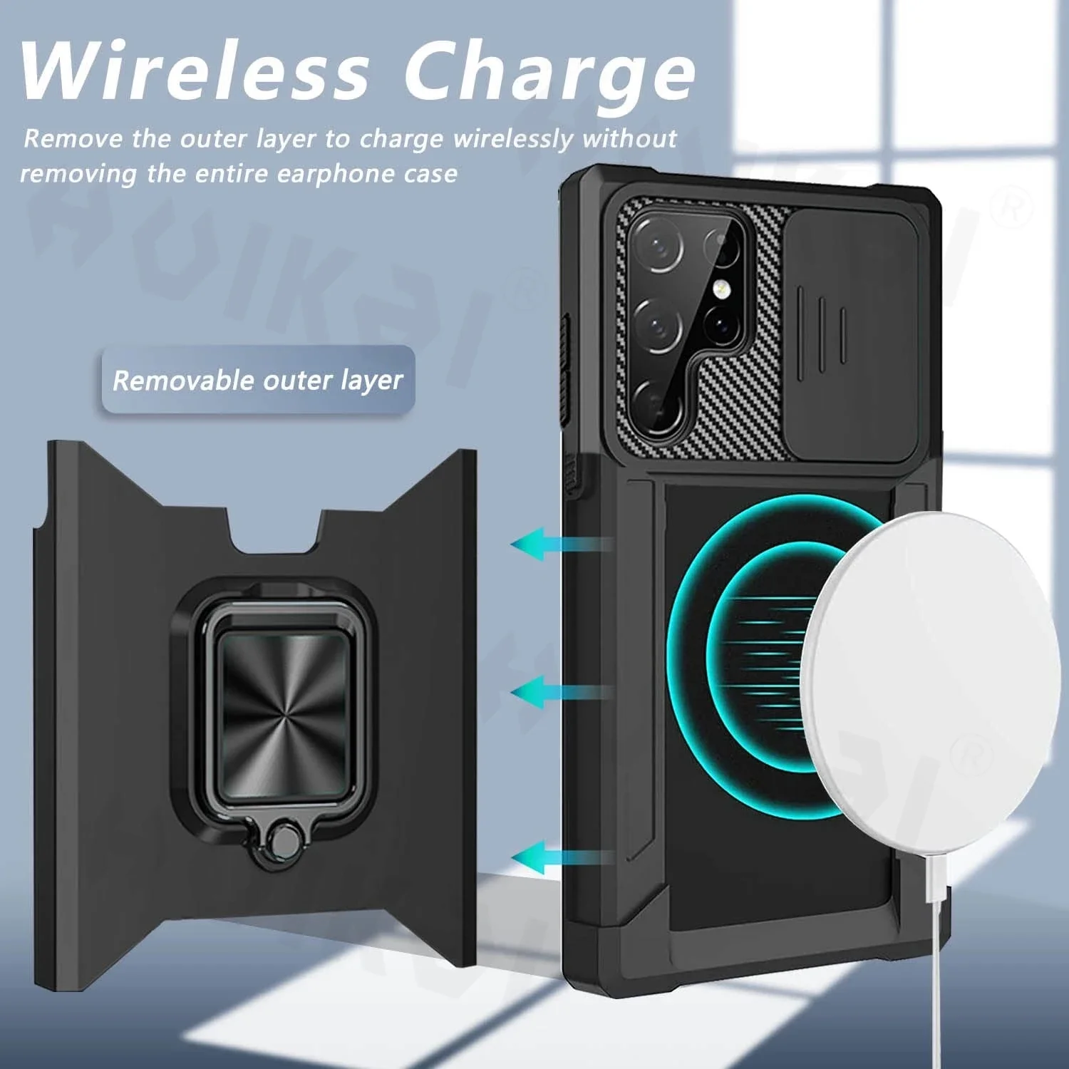 Custodia protettiva per carte a portafoglio antiurto per Samsung Galaxy S24 Ultra S23 FE S22 Note 20 Ultra A14 A54 A13 A53 Heavy Duty Armor Style