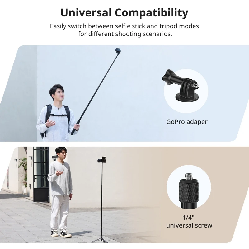 Ulanzi TT52 1.5m Selfie Stick Tripod for Insta360 X4 X3 X2 for Gopro Hero 12 11 10 9 Action Camera Vlogging Outdoor Photography