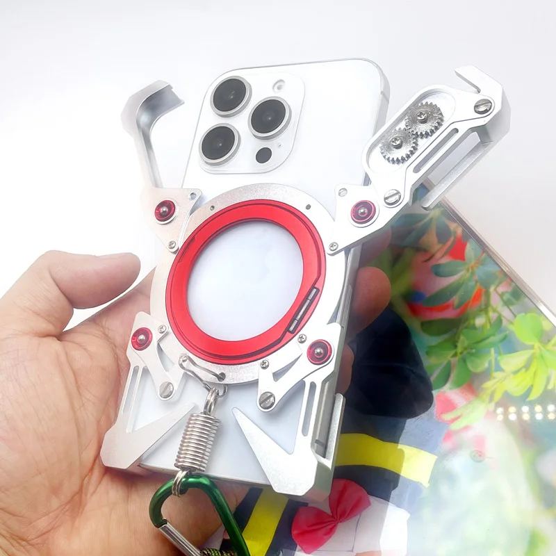Luksusowe, ażurowe metalowe etui na Xiaomi 17t Pro, aluminiowa obudowa z wbudowanym zabezpieczeniem 360 stopni. °   Uchwyt z osłoną — zdjęcie produktu 2