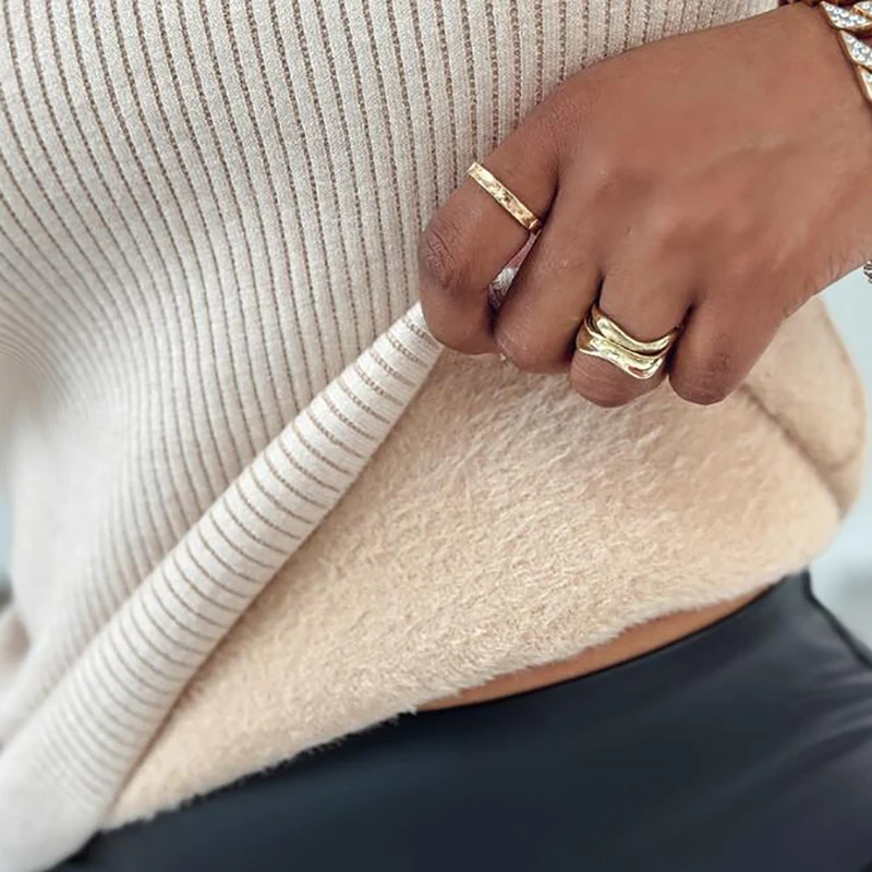 Outono inverno camisola de gola alta feminina manga longa lã quente blusas para mulheres casual oco para fora topos jumper moda pulôver