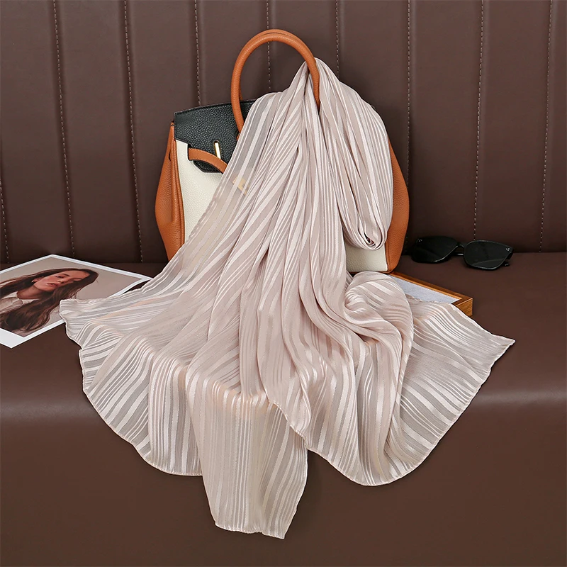 Large Size Silkly Stain Scarf Women Plain Foulard Femme Luxury Hijab Long Bandana Evening Party Dress Shawls and Wraps 2024