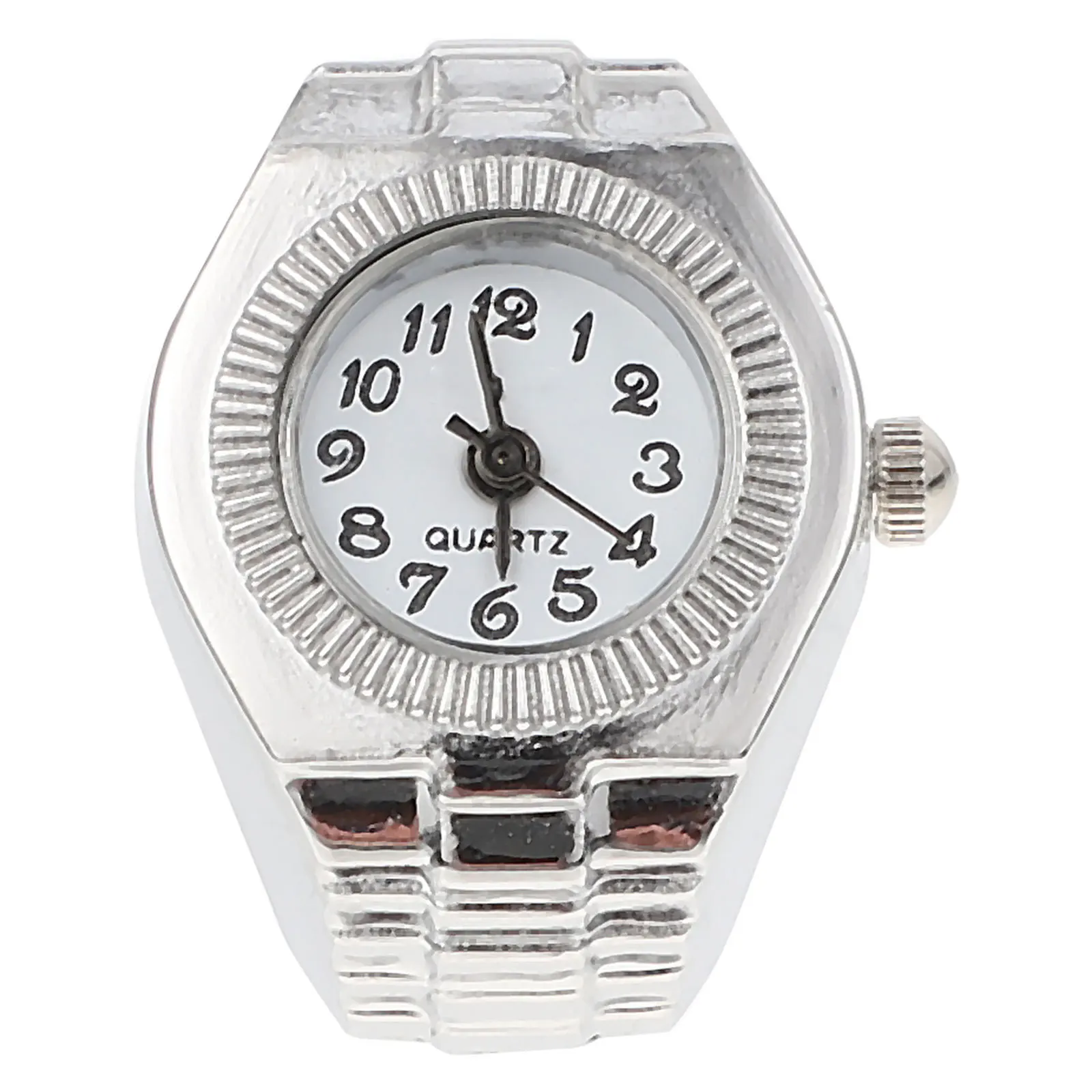 

1pc Ring Fashion Quartz Round Quartz Watch Finger Watch Round Lady Numerals Design Casual Elastic Strap Party Gift