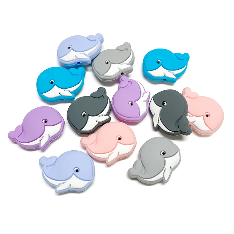 

10pcs Hot Sale Cartoon Mini Whale Silicone Beads Food Grade DIY Bracelet Jewelry Pacifier Chain Accessories