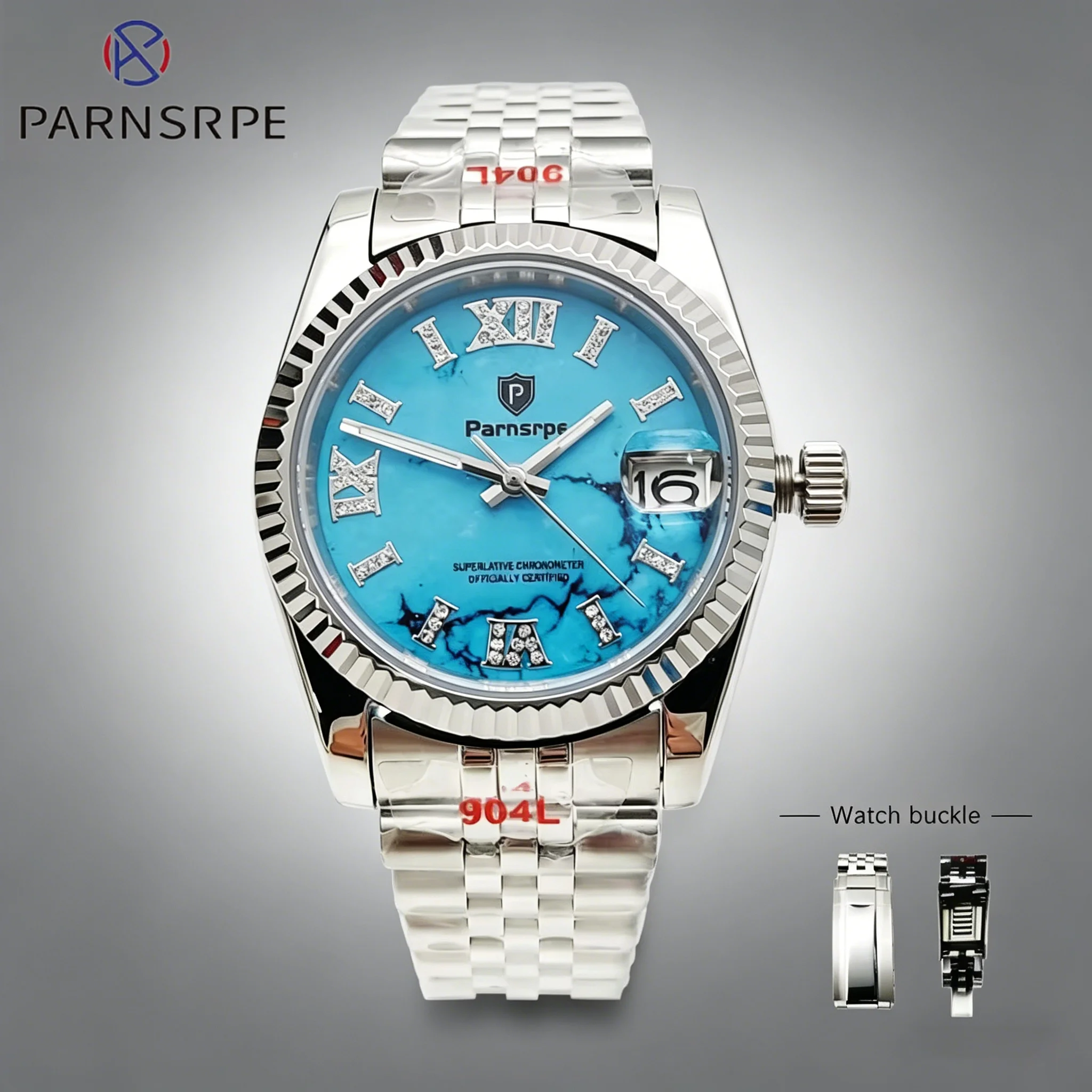 

36MM Blue diamond dial NH35 Men Mechanical Watch Waterproof Sapphire Glass Automatic Watch For Men Clock