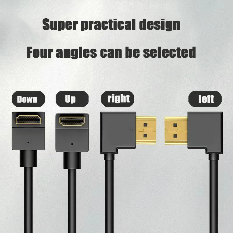 4K Elbow HDMI-compatible Extension Cable 90 Degree Down Angle Male to Female For HDMI 2.1 Cable 3D 60Hz Video HDR for TV Monitor