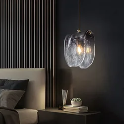 Watergrain Glass Pendant Lights Postmodern Home Decor Bedroom Bedside Lighting LED Smoke Gray Gradient Glass Hanging Lamps