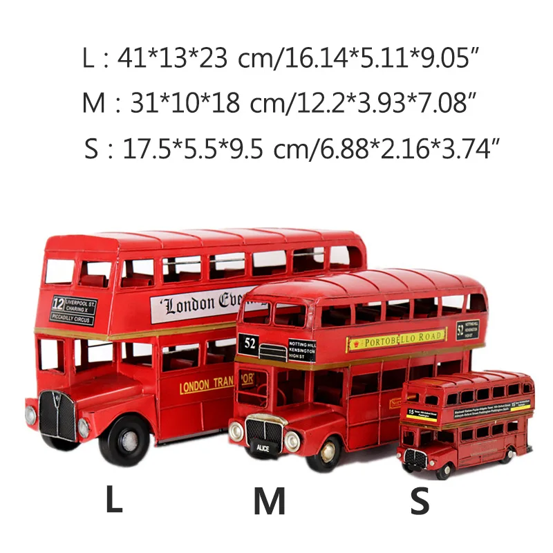 London Double Layer Bus Miniature Model Car Figurines For Home Decoration Children Toys Handcrafts Photograph Props Ornament