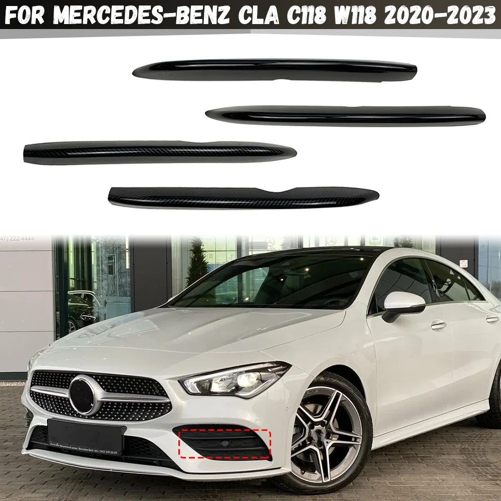 For Mercedes Benz CLA-Class C118 W118 CLA200 260 2020-2023 Car Front Fog Lamp Lights Strips Trim Front Bumper Spoiler Splitter