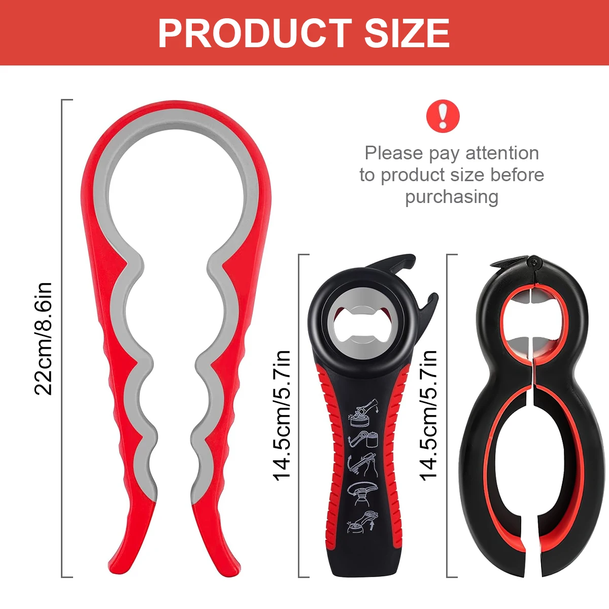 Leeseph Can Opener Set, Portable Multifunctional Non-Slip Can Opener Bottle Opener Kit,Labor Saving Can Cap Opener Set for Home