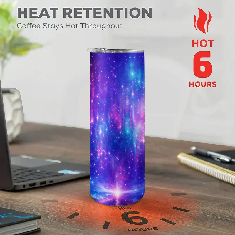 1pc 20oz Coffee Cups& Mugs Stainless Steel Tumbler with Lid and Straw,Leak-Proof,Suitable for Everyone,Perfect Gift for Couples,Family,Gift Idea, Cosmic Galaxy Theme