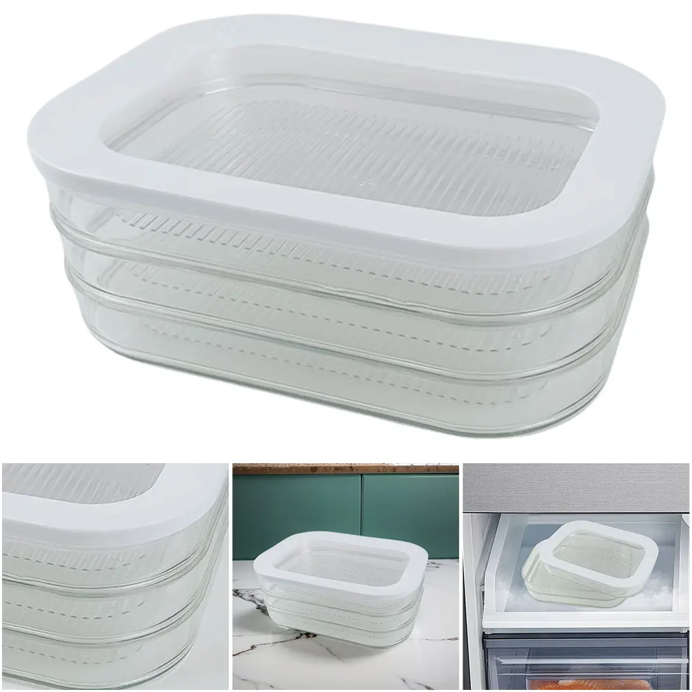 

Kitchen Fresh-Keeping Box with Lid Food Frozen Storage Box Leak Proof Fridge Food Storage Container for Meat Fruit Vegetable