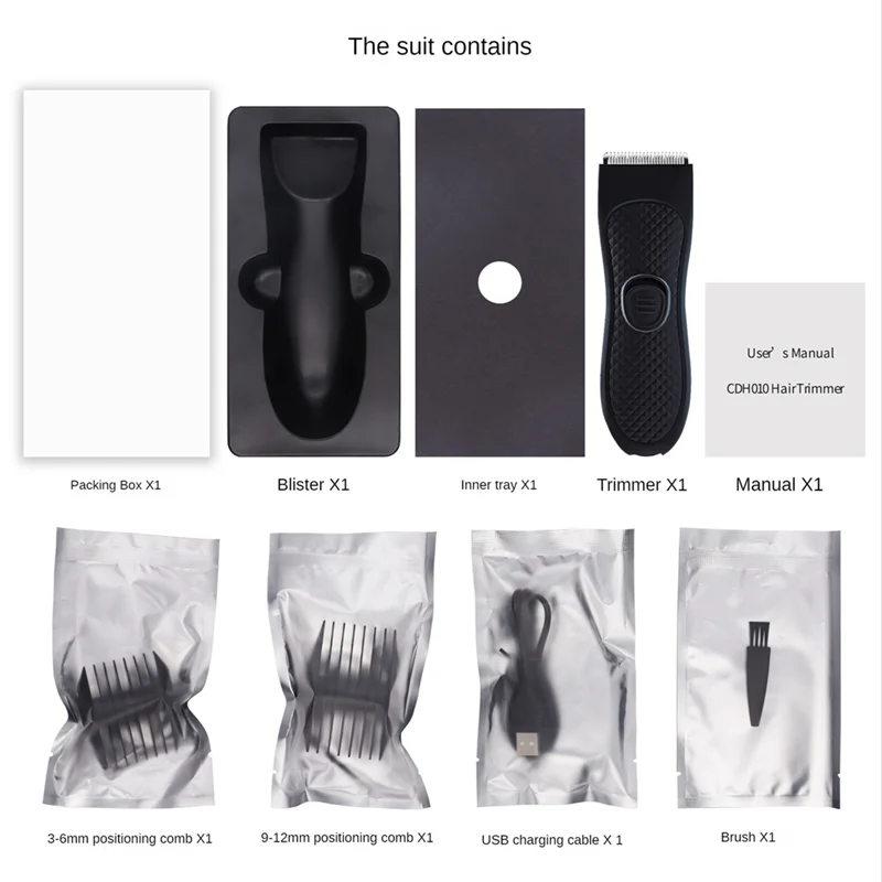 1set-groin-hair-trimmer-pubic-hair-removal-intimate-areas-body-clipper-black-epilator-rechargeable-shaver-aa78