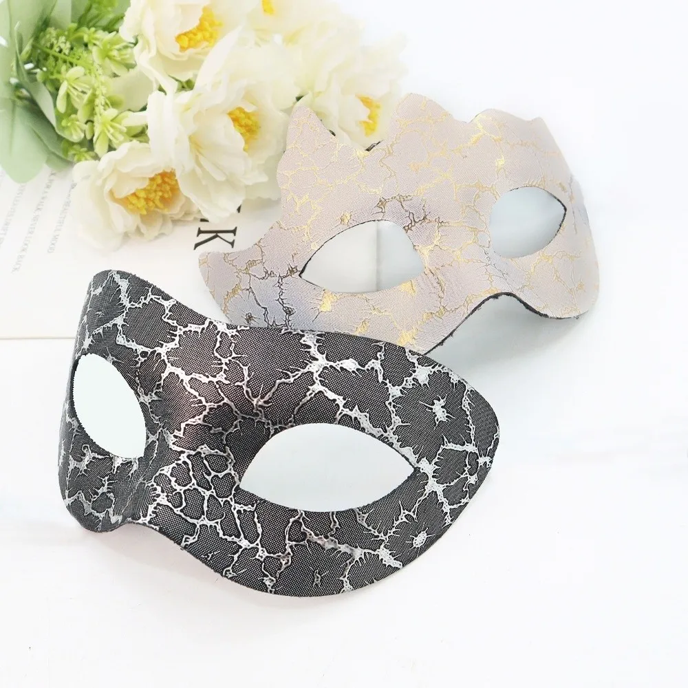 

Retro Plastic Halloween Masks Durable Gold Jazz Mask Venetian Masquerade Reusable Half Face Mask Women