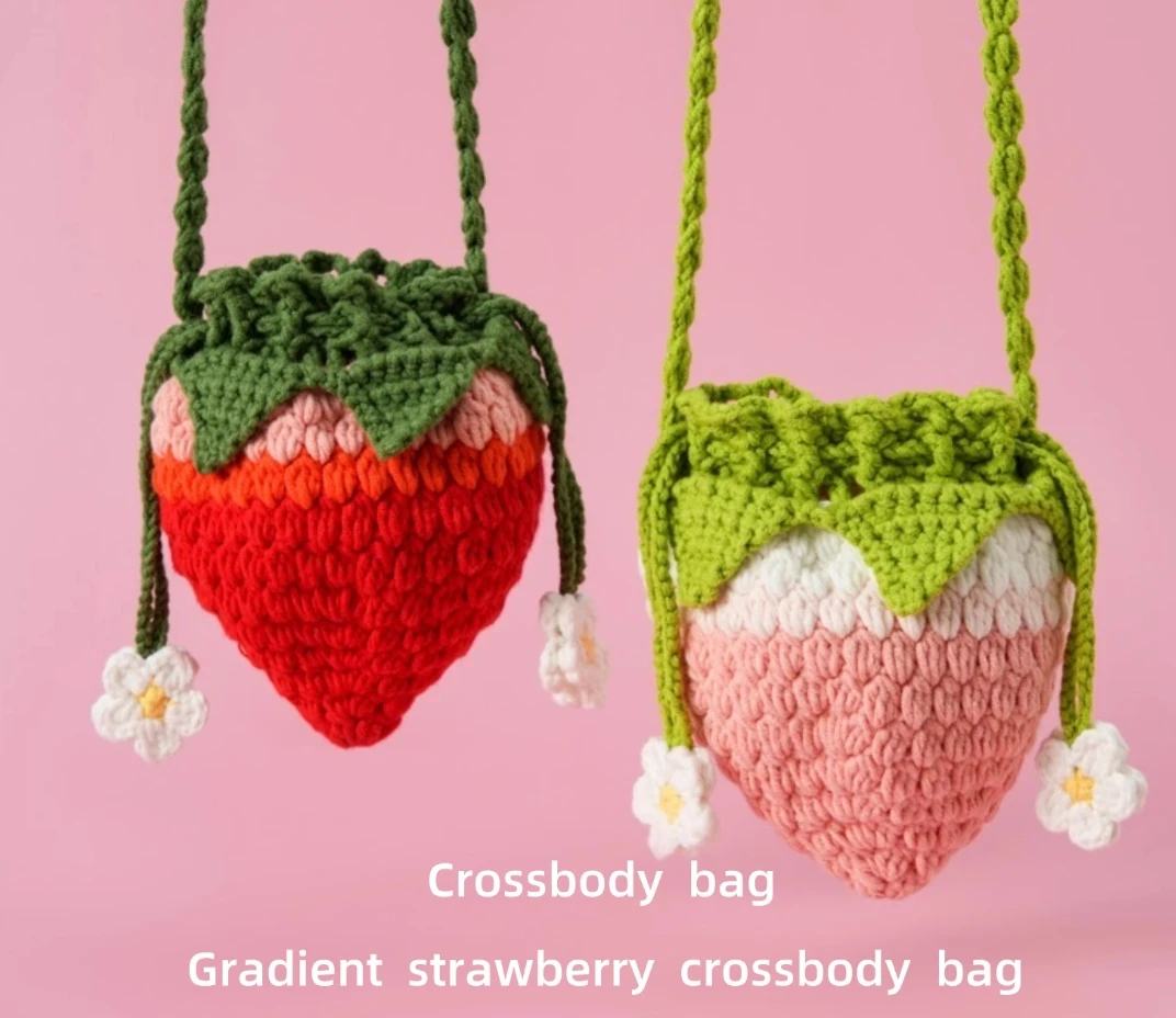 

Original little fairy handmade woolen fruit bag for adults, cute one-shoulder cross-body strawberry bag, stylish small bag