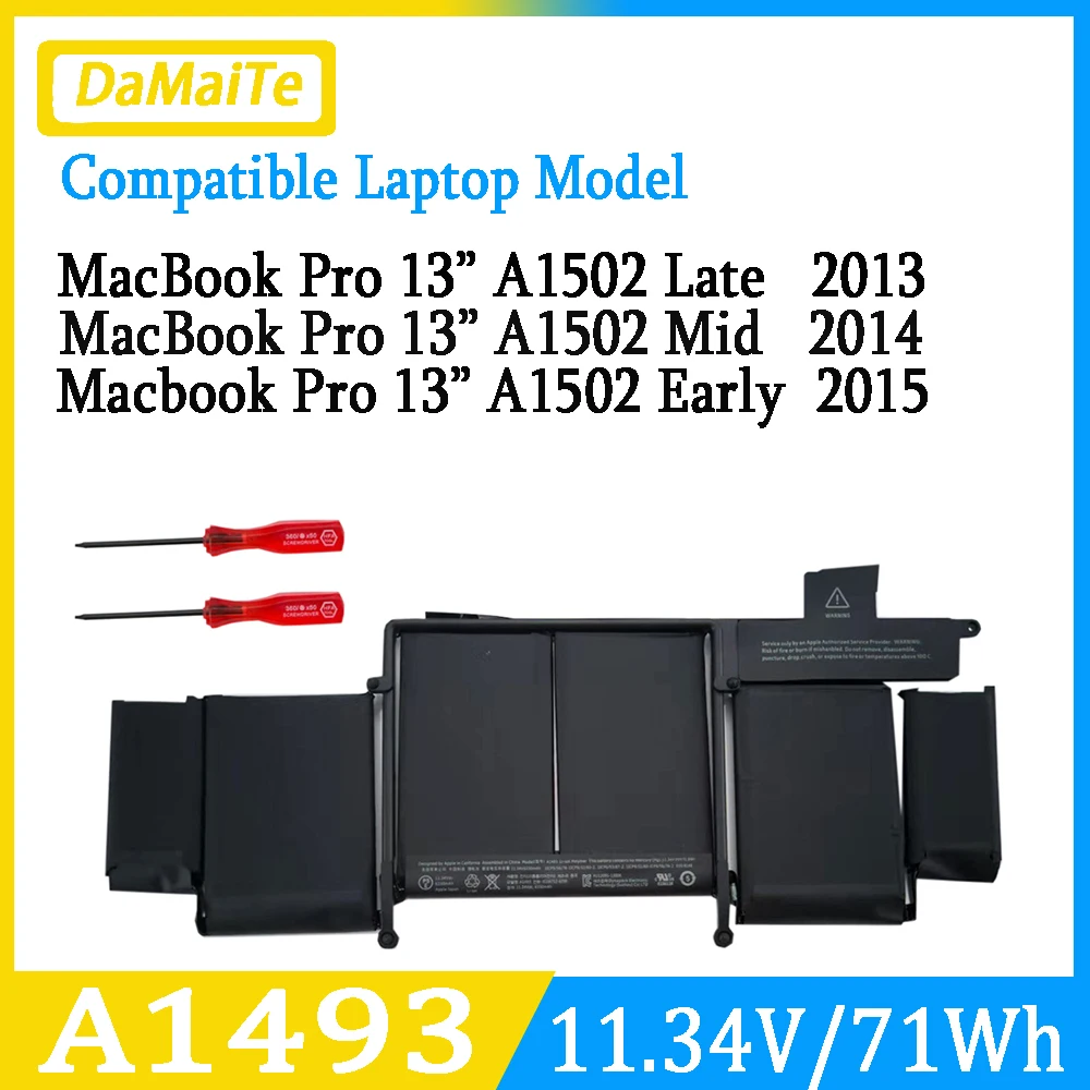 

A1493 Battery Original For Apple MacBook A1502 Pro 13" 2013 Retina ME864 ME866 ME864LL/A ME866LL/A ME865LL/A MGX72 New A1582