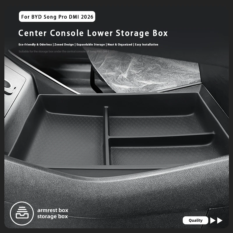 

For BYD Song Pro DMI 2026 Center Console Armrest Box Storage Box TPE Car Central Armrest Organizer Tray Interior Accessories