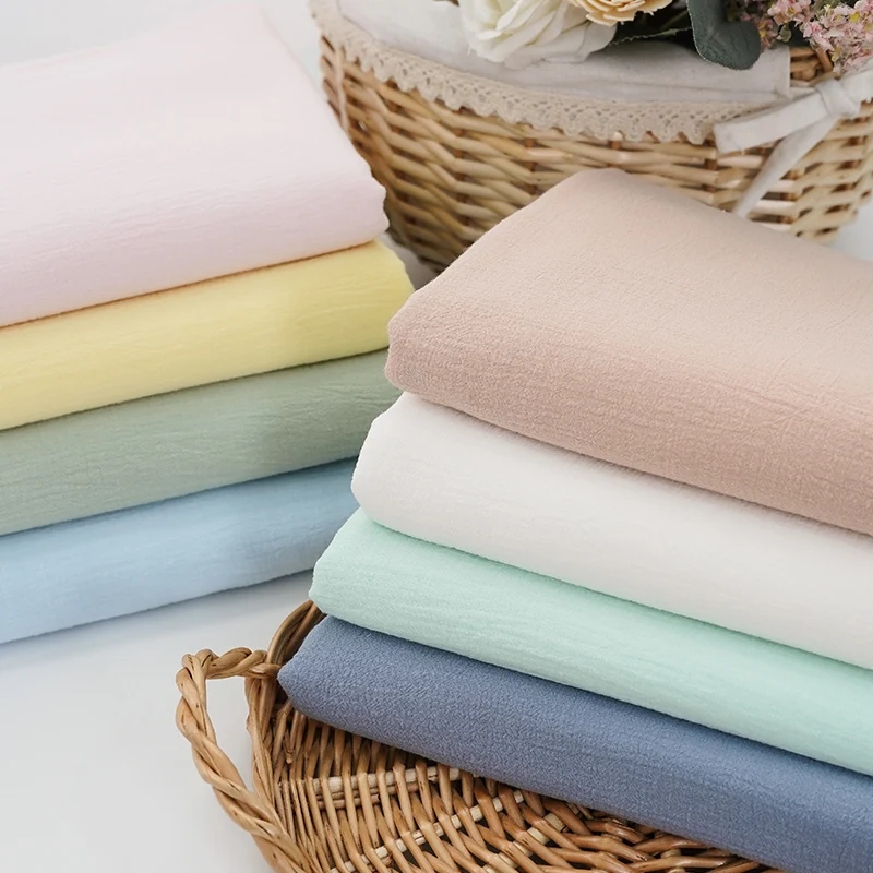 0.5m/1m/2m 50S Solid Color Pure Cotton Crepe Fabric Making Pajamas, Dresses, Children's Clothes, Blankets, Handmade DIY Fabric