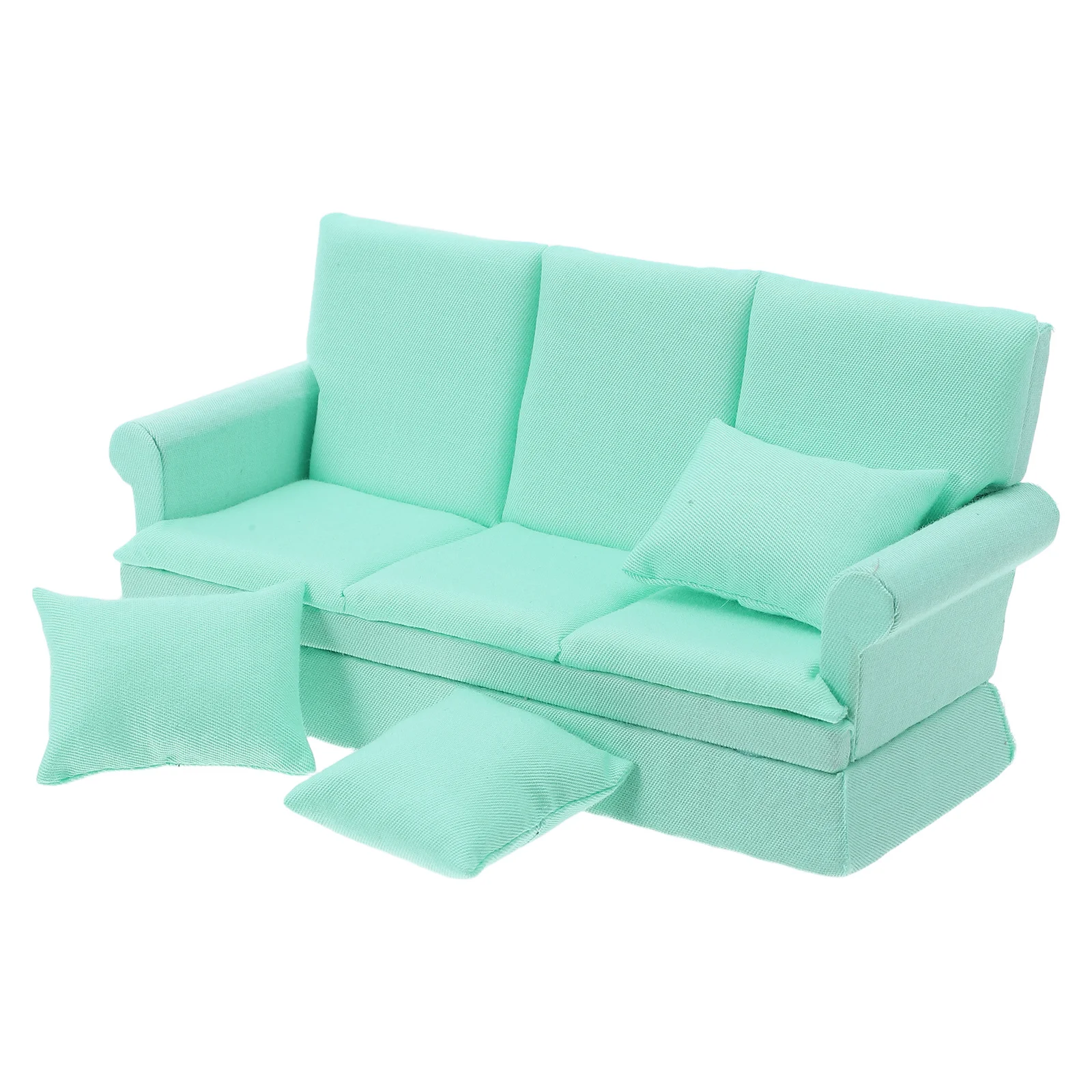 

1Set Mini Dollhouse Sofa Realistic Small Couch Modern Design Soft Pillows Living Room Furniture Decor Dollhouse Couch