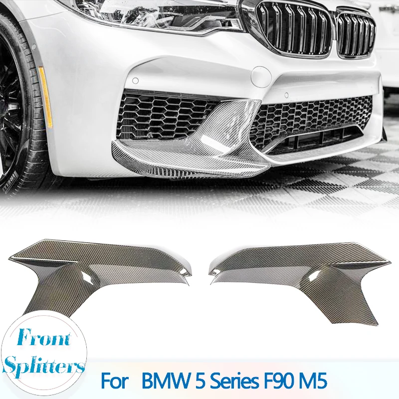 Car Front Bumper Splitters Lip for BMW F90 M5 Sedan 4-Door 2018 2019 Carbon Fiber Racing Front Splitters Apron Lip Body Kits