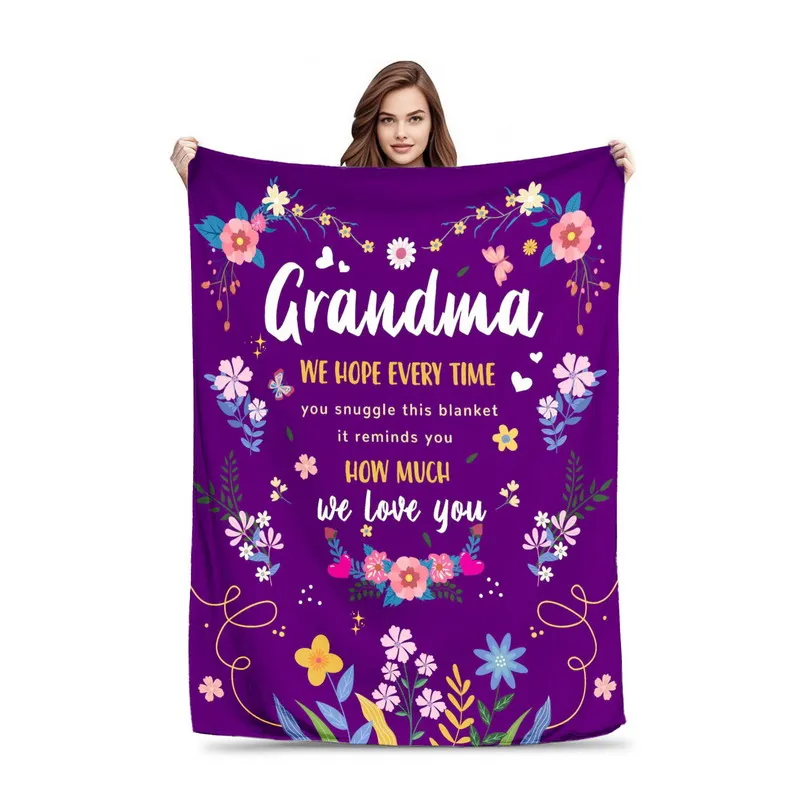 Gifts for Grandma from Daughter & Son | Cozy Flannel Throw Blanket for Mother's Day, Birthday & Best Wishes Soft Blanket