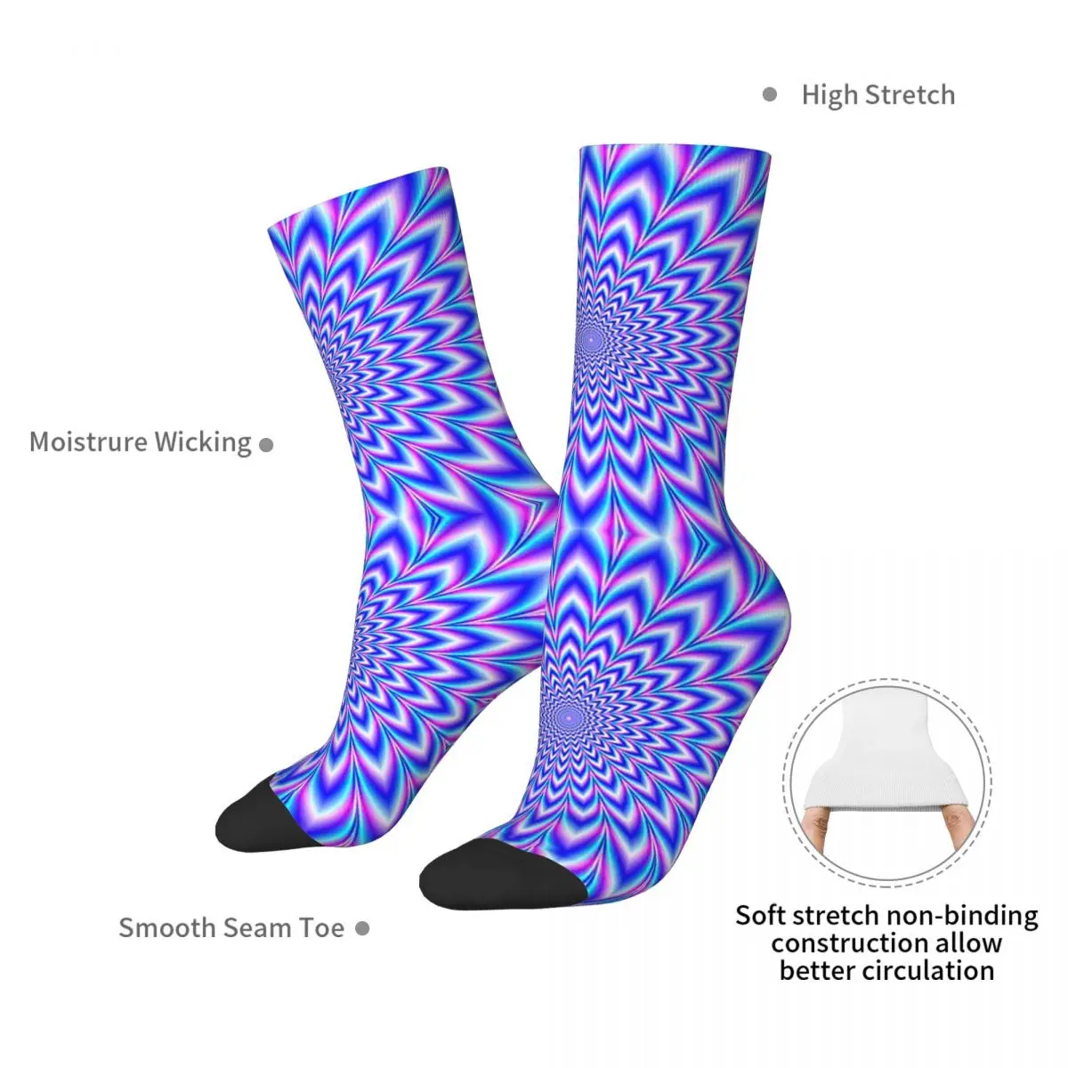 Psychedelic Pulse In Blue And Pink Socks Harajuku Stockings All Season Long Socks Accessories for Man's Woman's Birthday Present