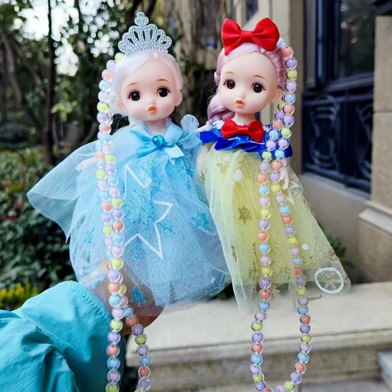 

New Princess Doll Mermaid Sequin Doll Chinese Dress Doll Necklace Girls Play House Toys Joints Movable Kids Pearl Necklace Toys