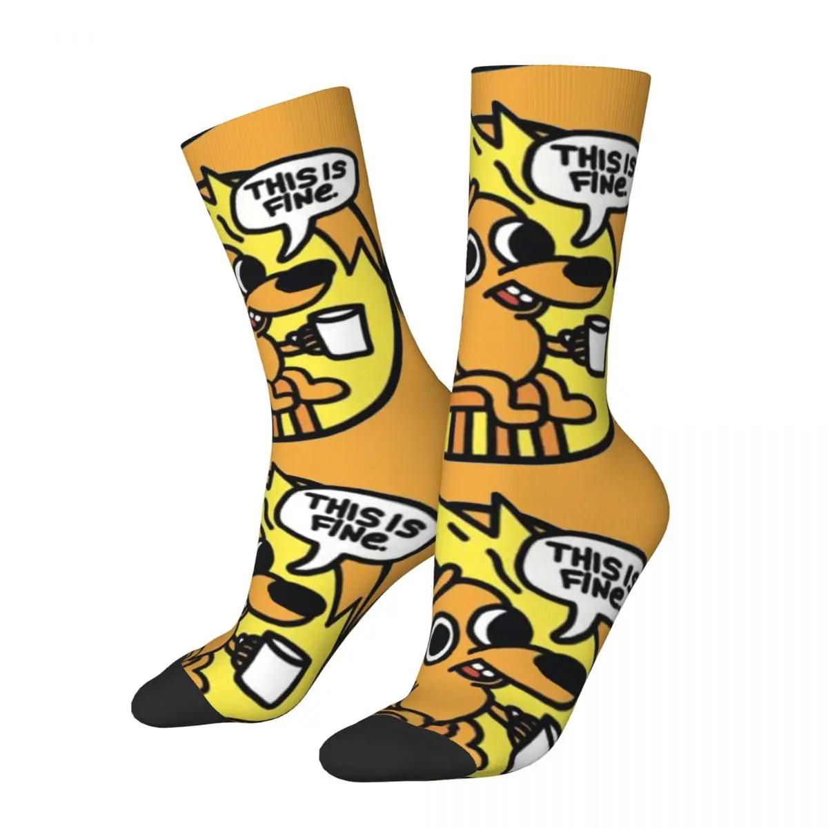 Funny Happy Sticker Men's Socks Retro Harajuku Dogs Loyal Subjects Fluffy Lively Hip Hop Novelty Casual Crew Crazy Sock