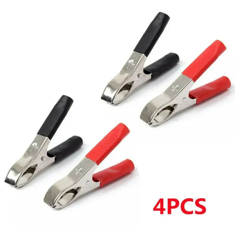 4PCS 30A 75MM Crocodile Alligator Clips Car Van Battery Low Voltage Test Lead Insulated Test Alligator Clamps