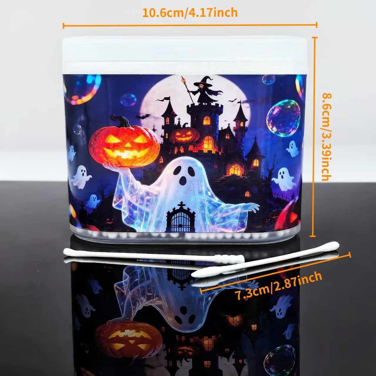 600 قطعة من مسحات القطن المدمجة ذات الأطراف المزدوجة لشبح الهالوين، مسحات قطنية متعددة الأغراض هدية العيد مع أعواد ورقية رفيعة