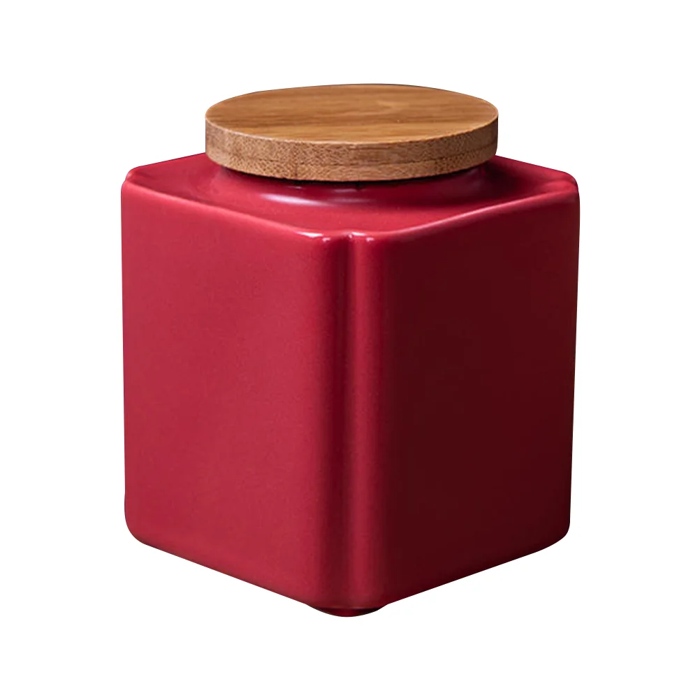 

Ceramic Tea Square Container Sealing Tin Canister Storage Ceramics Jar Office