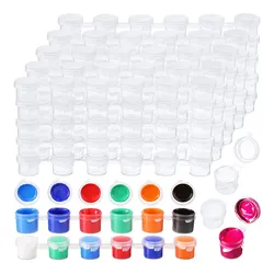 Tiras vacías de pintura, contenedores de almacenamiento de plástico transparente, suministros para manualidades, taza de pintura, 100 botes, 3 Ml/600 Oz, 0,1 unidades