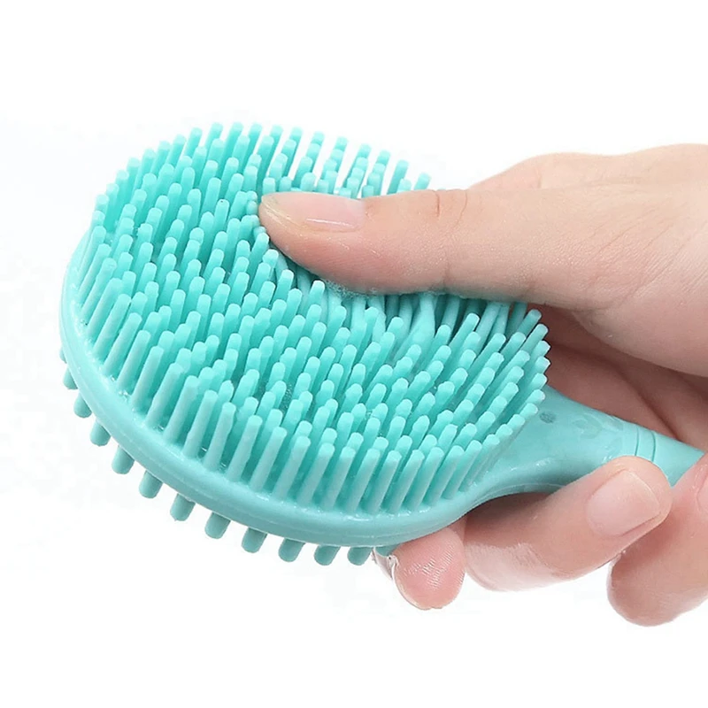 2X Double-Sided Shower Body Brush Silicone Long Handle Bathroom Wash Brush Bathing Massage Back Body Exfoliating Brush