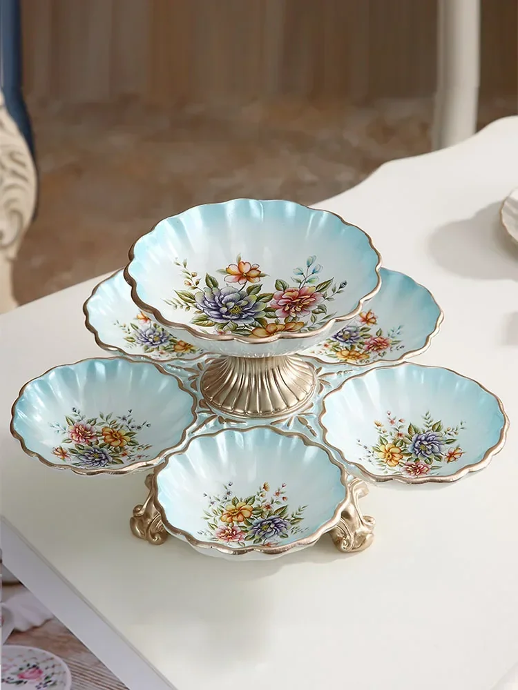 European creative double-layer rotating dried fruit plate ornament