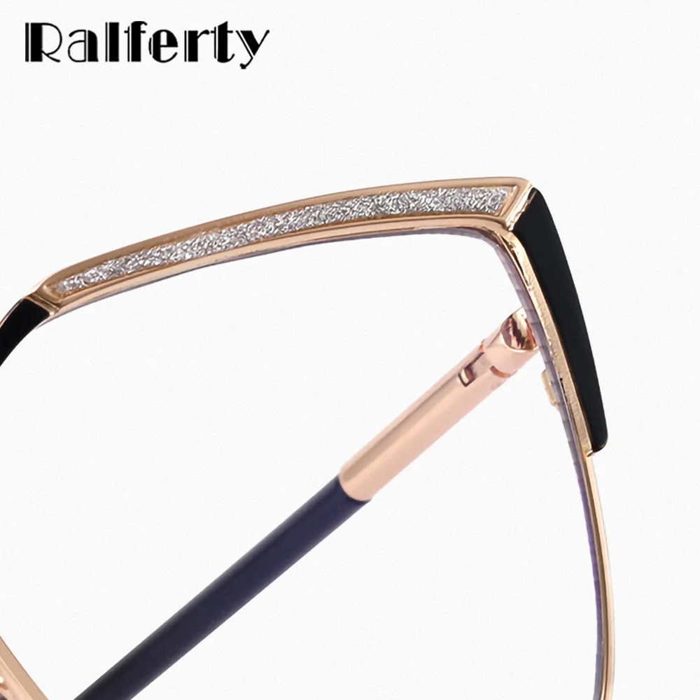 Ralferty Luxury Eyeglasses Women 2025 Designer Square Metal Eyewear Frames Optic Prescription Spectacles Frame Anti Blue Lenses