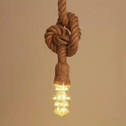Vintage Twine Overhang E27 Socket - Creative Lighting Accessory, Natural Hemp Rope Design, Flexible 1 Meter Length for E27 Bulbs