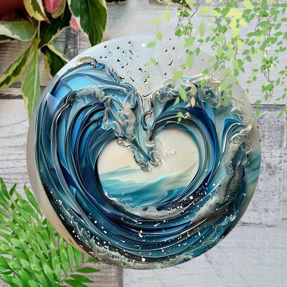 ```html Surfing Wave Metal Tin Sign, Ocean Design Wall Decor for Home Office Beach House ```
