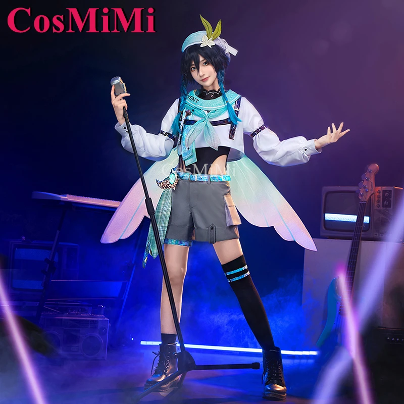 CosMiMi Venti Cosplay Game Genshin Impact Costume Four Winds Band Fashion Everyday Cool Outfit Carnival Party Role Play Clothing