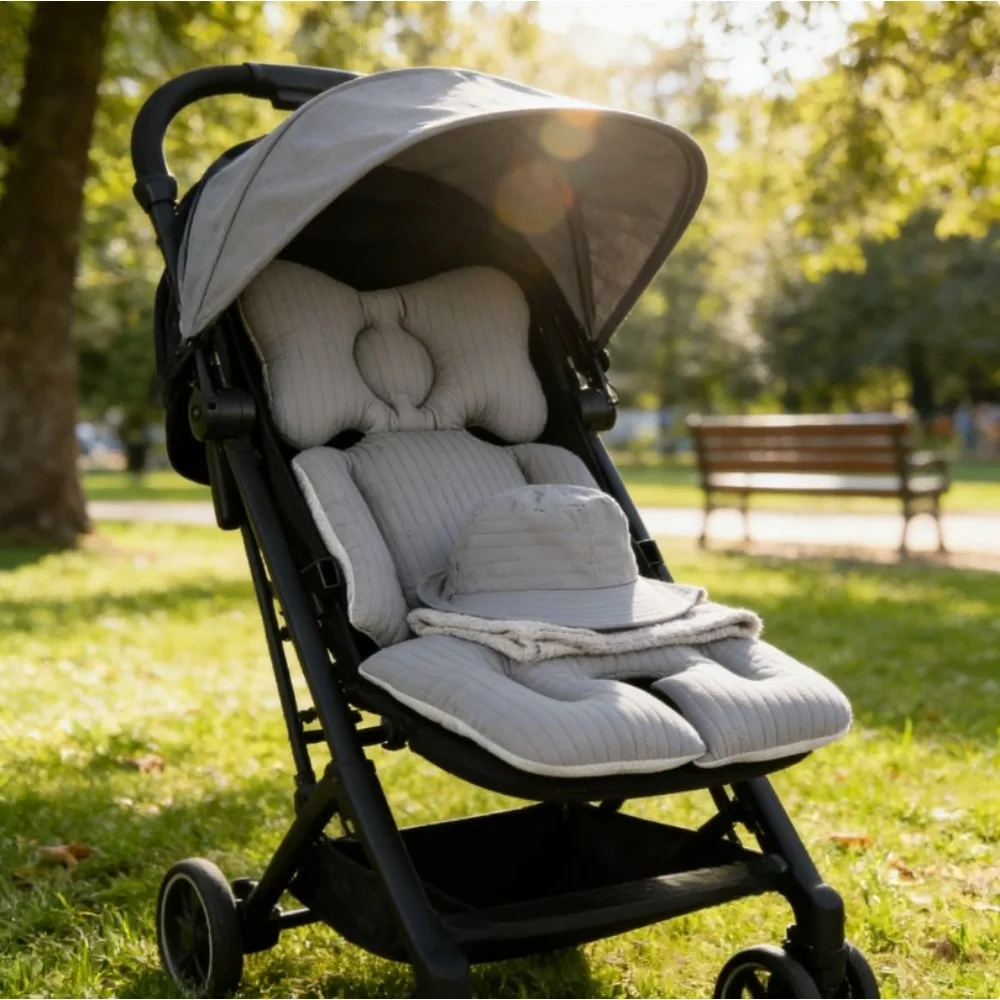 

Thickened Cotton Stroller Pad with Embroidery for Baby Car Seat and High Chair Soft Cushion