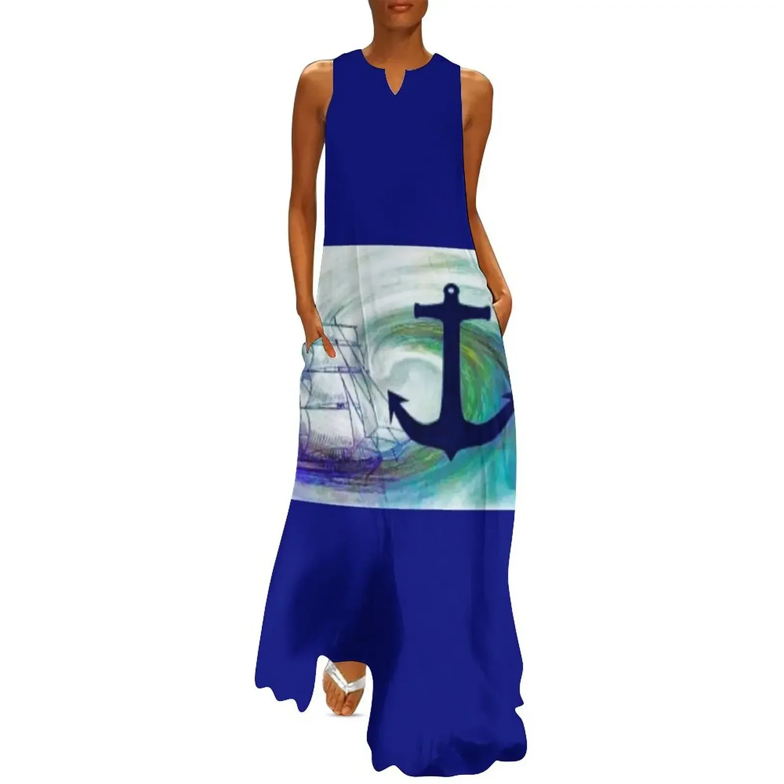 

Nautical Blue Long Dress women's luxury party dress summer dresses ladies 2025 festival outfit women Dress woman
