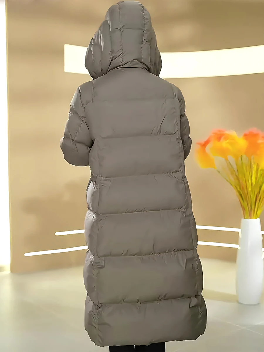 Faionable Casual de gama alta blanco Du down Jaet abrigo largo de moda para mujer con capucha cuello levantado invierno nueva llegada