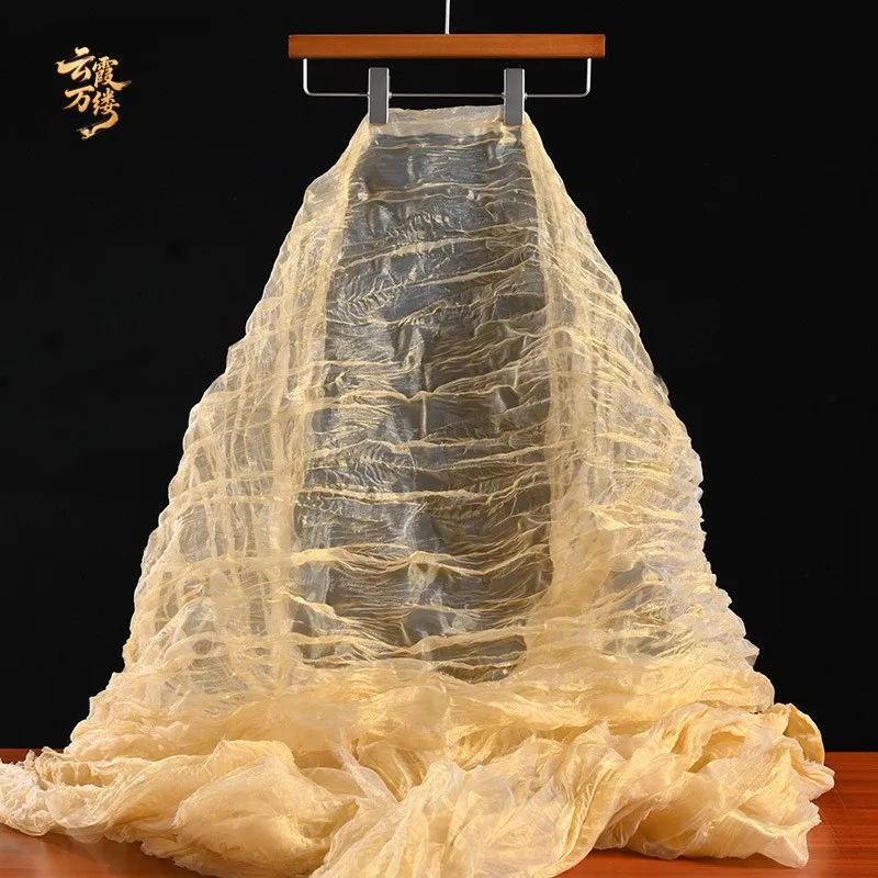 Pleated and creased bean curd stick jacquard organza fabric dress half skirt designer