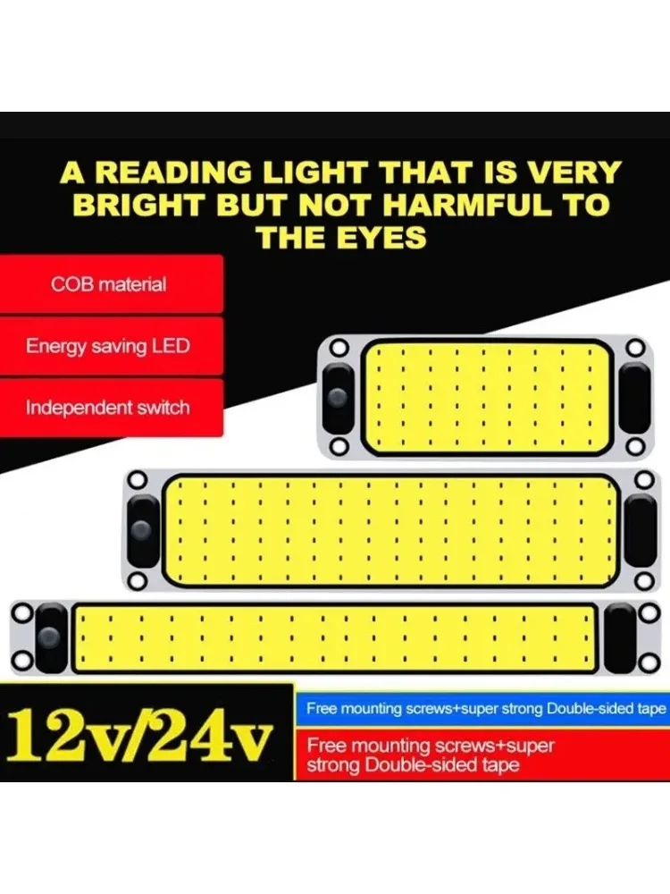 Led 12-24v leitura do carro led noite luz de tira interior lâmpada do teto com interruptor