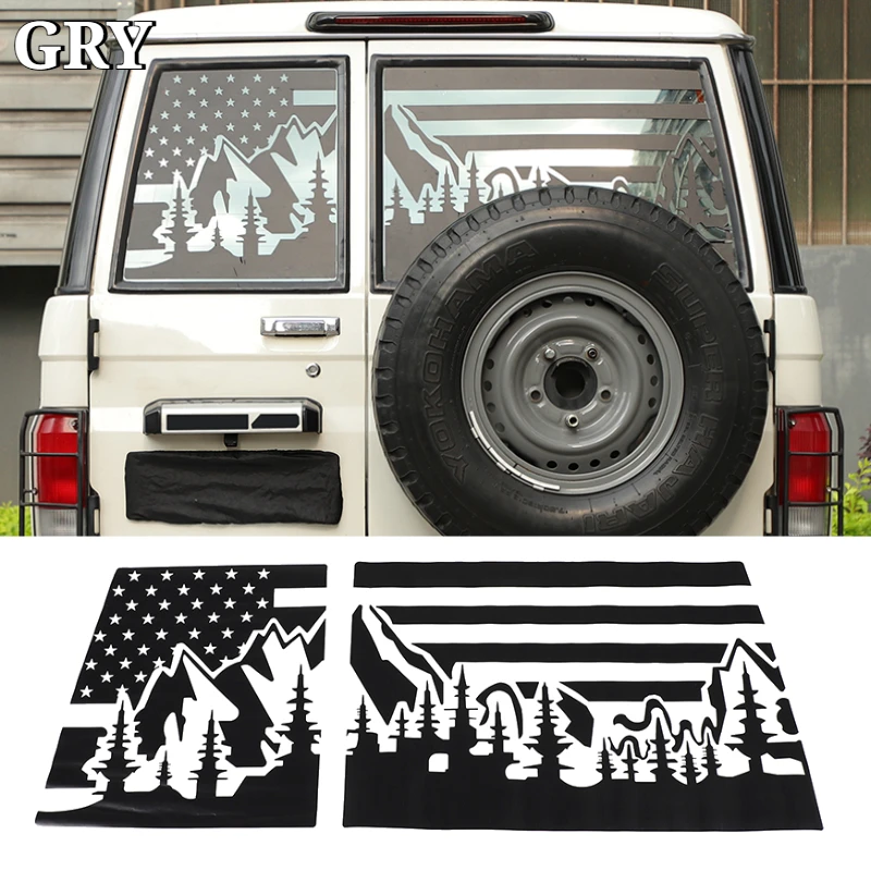 Car Tailgate Rear Window Glass Decal Vinyls Trim Sticker For Toyota Land Cruiser LC76 2007-26 PVC Black Exterior Car Accessories