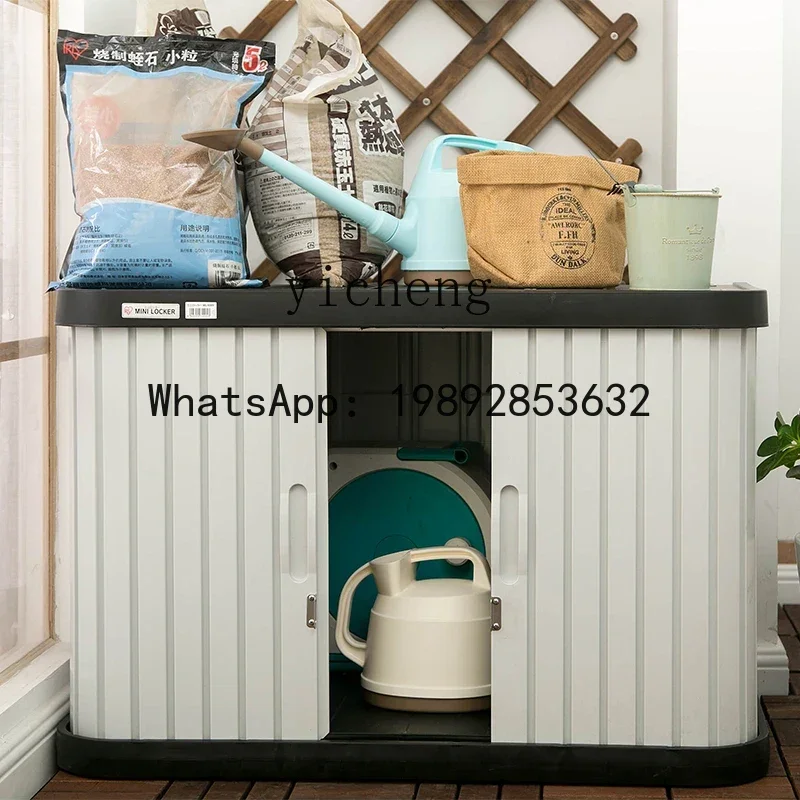 

Balcony Outdoor Locker Household Waterproof Outdoor Gardening Storage Cabinet with Wheels Garage Tool Storage Box