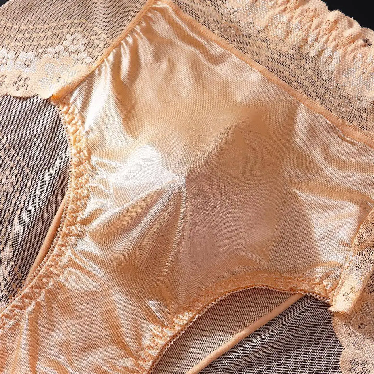 Men's Sexy Hollow Lace High Elasticity Boxer Shorts Flat Angle Pants Boyfriend Comfortable Breathable Nylon mid Waist Briefs