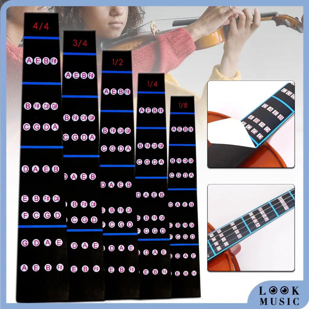 

LOOK 1/8-4/4 Violin Intonation Stickers Fretboard Marker Beginners Learning Violin Fingerboard Sticker Violin Parts Accessories