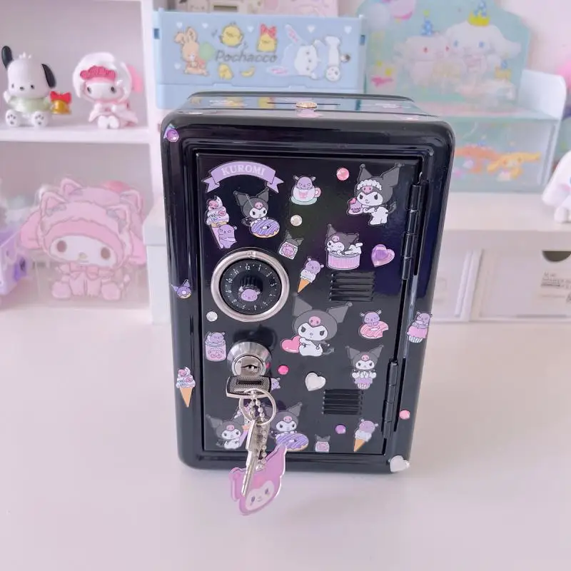 

Sanrio Kuromi Diy Cartoon Safe Mini Hello Kitty Storage Box Kawaii Cinnamoroll Desktop Locked Piggy Bank Child Toy Festival Gift