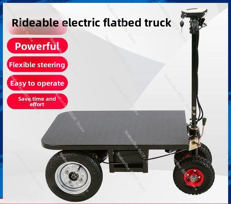 Folding Electric Utility Cart, Multi-Purpose Flatbed Transport for Warehouse Moving Garden Home Use